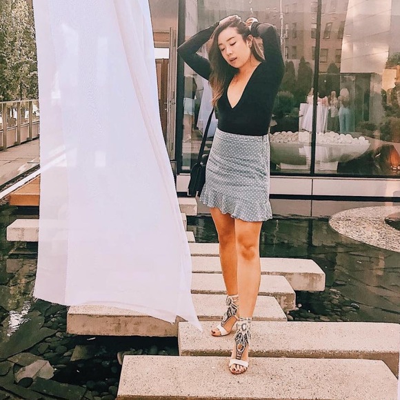 LULUS Blue Polka Dot Skirt